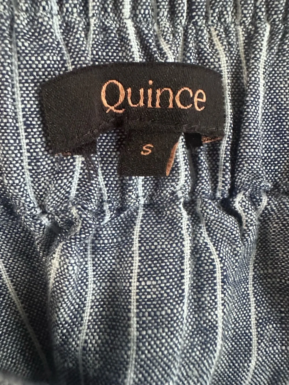 Quince Sleeveless Square Neck Blue European Linen Jumpsuit with Tie Waist S NWOT
